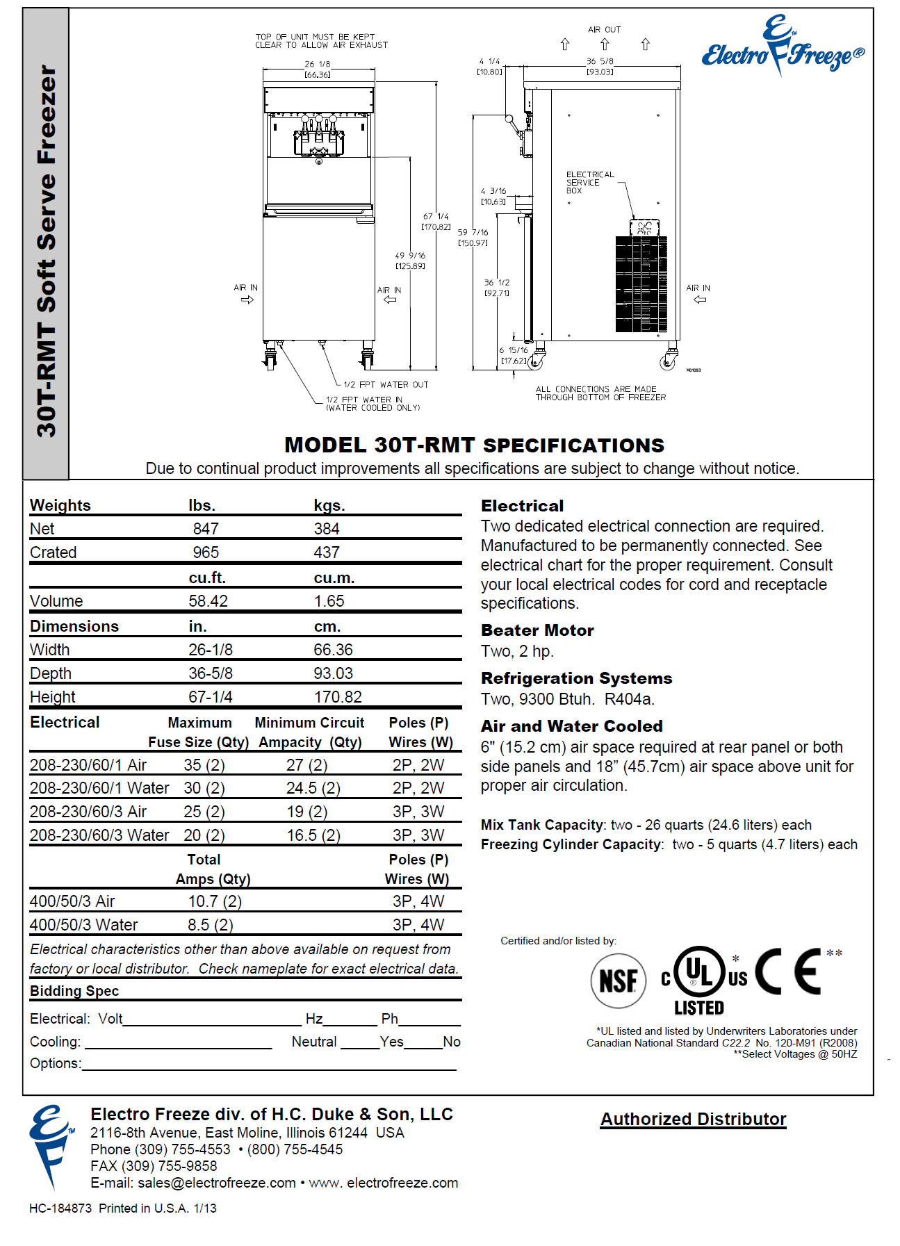 electro freeze 30t rmt for sale